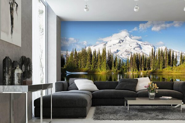 DIMEX | Vliesová fototapeta Glacier Peak ve Washingtonu MS-5-3035 | 375 x 250 cm | zelená, modrá, bílá