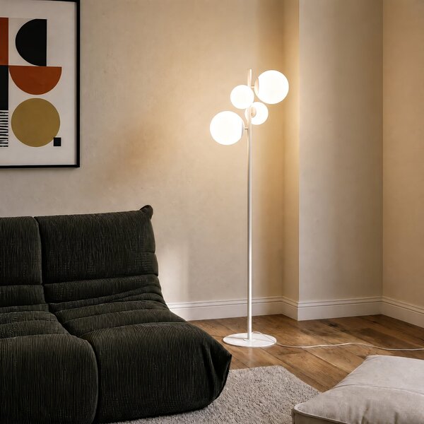 Stojací Lampa ALDEX, Dione, Bílá, Obývací pokoj, Sklo, Moderní