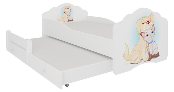 Dětská postel FROSO II, 80x160, vzor c3, pes a kočka