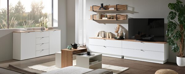 KONFERENČNÍ STOLEK, bílá, dub artisan, kompozitní dřevo, 115/70/50 cm Hom`in - Konferenční stolky