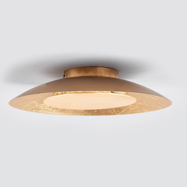 Lindby LED stropní svítidlo Keti, Ø 35 cm, zlatá barva, kulatý tvar, kov, Mosaz / zlato, Chodba, kov, Moderní, Nástěnné svítidlo