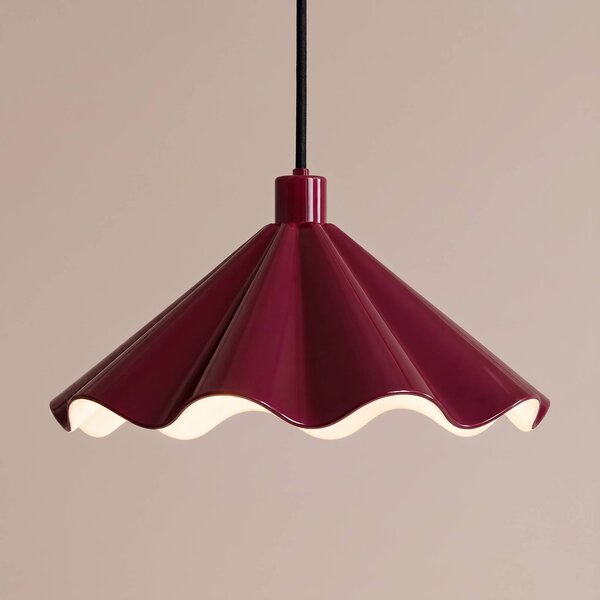 Lindby Závěsné světlo Lilliet, Ø 34 cm, tmavě červené, kov, E27, stmívatelný, Červená, Obývací pokoj / jídelna, kov, Moderní