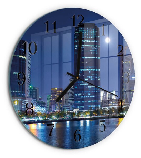 Skleněné nástěnné hodiny Noc ve městě zsoc-fi30-00176065