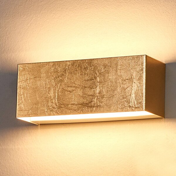 Lindby Nástěnné svítidlo LED Quentin, šířka 23 cm, zlatá barva, kov, Mosaz / zlato, Chodba, kov, Moderní