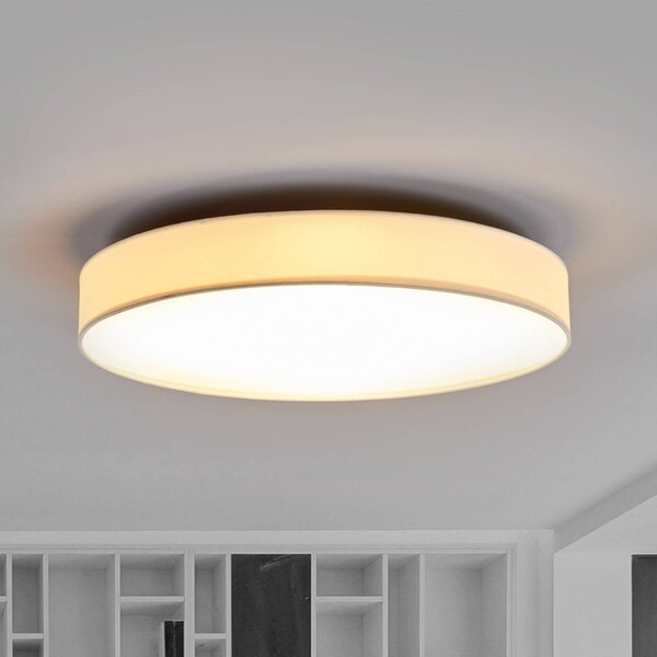 Lindby Stropní svítidlo LED Saira, Ø 50 cm, bílé, textilní, Bílá / opál, Obývací pokoj / jídelna, Textil / tkanina / hedvábí, Moderní