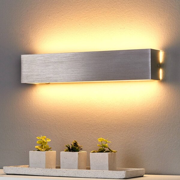 Lindby Nástěnné LED svítidlo Ranik, 40 cm, barva hliníku, kov, Hliník / šedá / zinek, Chodba, Hliník, Moderní