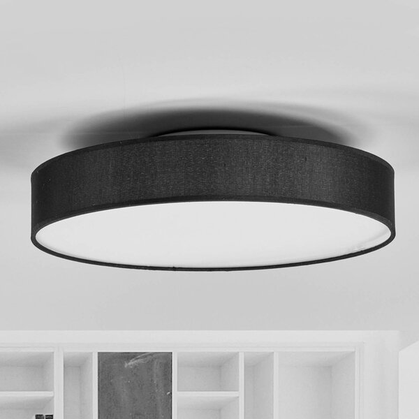 Lindby LED stropní svítidlo Saira, Ø 40 cm, černá, textilní, Černá, Obývací pokoj / jídelna, Textil / tkanina / hedvábí, Moderní