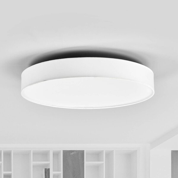 Lindby Stropní svítidlo LED Saira, Ø 50 cm, bílé, textilní, Bílá / opál, Obývací pokoj / jídelna, Textil / tkanina / hedvábí, Moderní