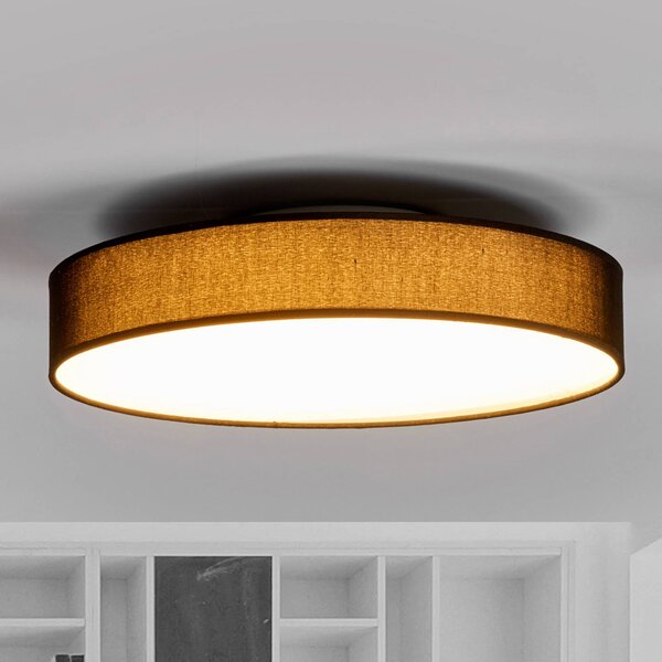 Lindby LED stropní svítidlo Saira, Ø 40 cm, černá, textilní, Černá, Obývací pokoj / jídelna, Textil / tkanina / hedvábí, Moderní
