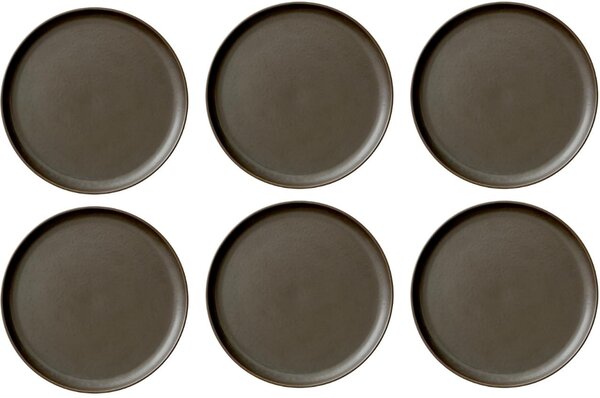 Set šesti tmavě hnědo šedých porcelánových talířů AUDO NEW NORM 19 cm