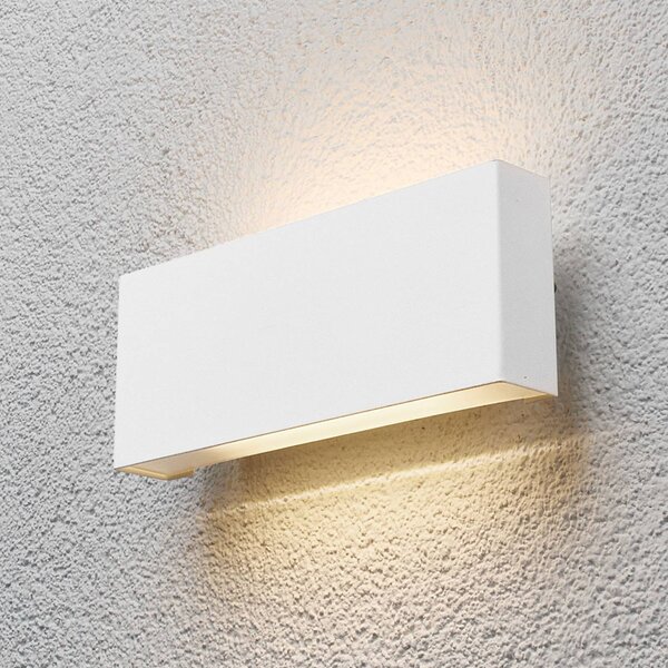 Lindby LED venkovní nástěnné svítidlo Safira, kov, nahoru/dolů, IP44, Bílá / opál, Hliník, Moderní