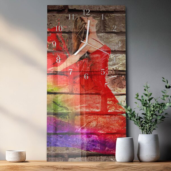 Skleněné hodiny vertikální Cihlový zsppb-30x60-00295392