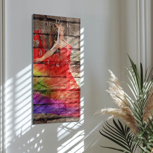 Skleněné hodiny vertikální Cihlový zsppb-30x60-00295392