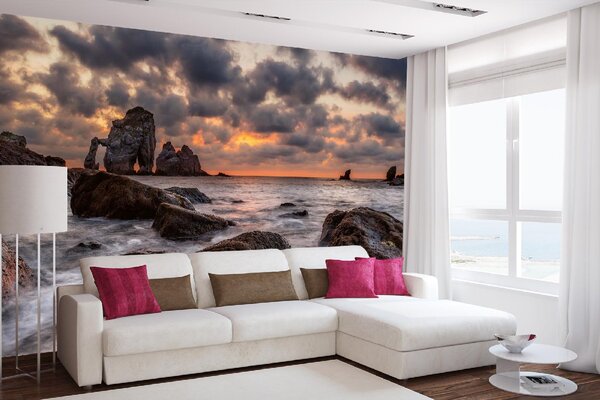 DIMEX | Vliesová fototapeta Mořský chrám MS-5-3118 | 375 x 250 cm | bílá, žlutá, šedá