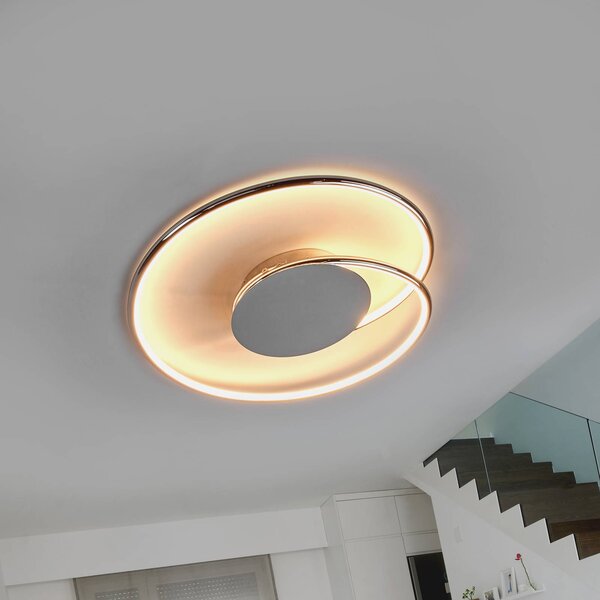 Lindby LED stropní svítidlo Joline, Ø 45 cm, chromová barva, kov, Chrom / stříbro, Obývací pokoj / jídelna, kov, Moderní