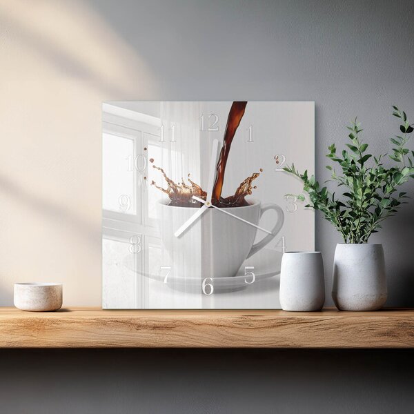Skleněné hodiny Šálek kávy zskb-30x30-00057746