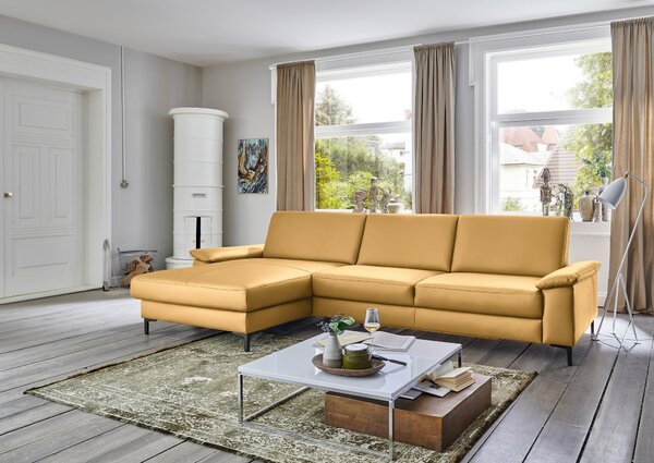 ROHOVÁ SEDAČKA, kůže, žlutá Dieter Knoll - Sedací soupravy