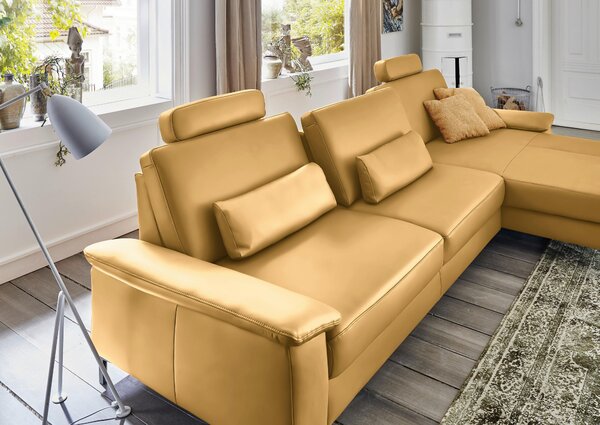 ROHOVÁ SEDAČKA, kůže, žlutá Dieter Knoll - Sedací soupravy