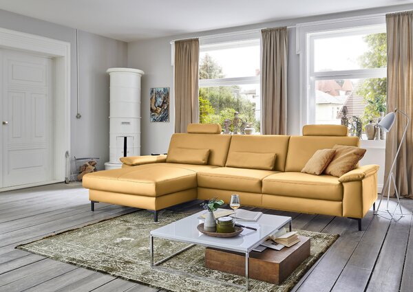 ROHOVÁ SEDAČKA, kůže, žlutá Dieter Knoll - Sedací soupravy