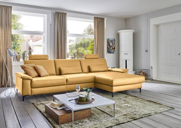 ROHOVÁ SEDAČKA, kůže, žlutá Dieter Knoll - Sedací soupravy