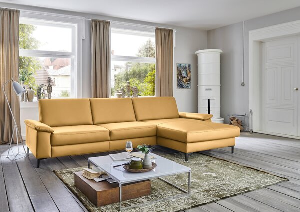 ROHOVÁ SEDAČKA, kůže, žlutá Dieter Knoll - Sedací soupravy