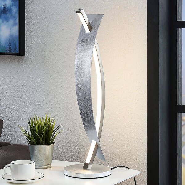 Lucande Stolní LED lampa Marija, stříbrná barva, stmívatelná, 62 cm, stmívatelný, Chrom / stříbro, Obývací pokoj / jídelna, kov, Moderní