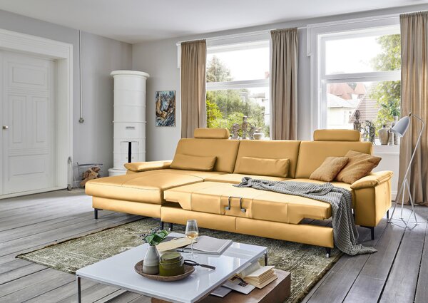 ROHOVÁ SEDAČKA, kůže, žlutá Dieter Knoll - Sedací soupravy