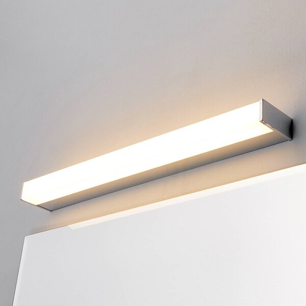 Lindby Nástěnné svítidlo LED Philippa, hranaté, 59 cm, chrom, IP44, Chrom / stříbro, Koupelna, kov, Moderní