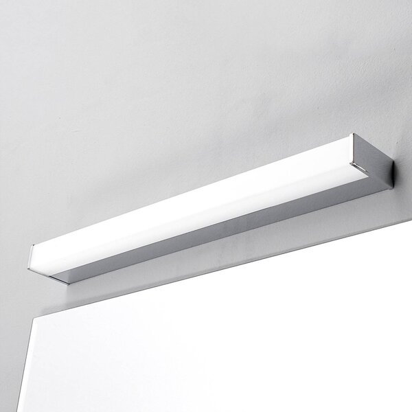 Lindby Nástěnné svítidlo LED Philippa, hranaté, 59 cm, chrom, IP44, Chrom / stříbro, Koupelna, kov, Moderní