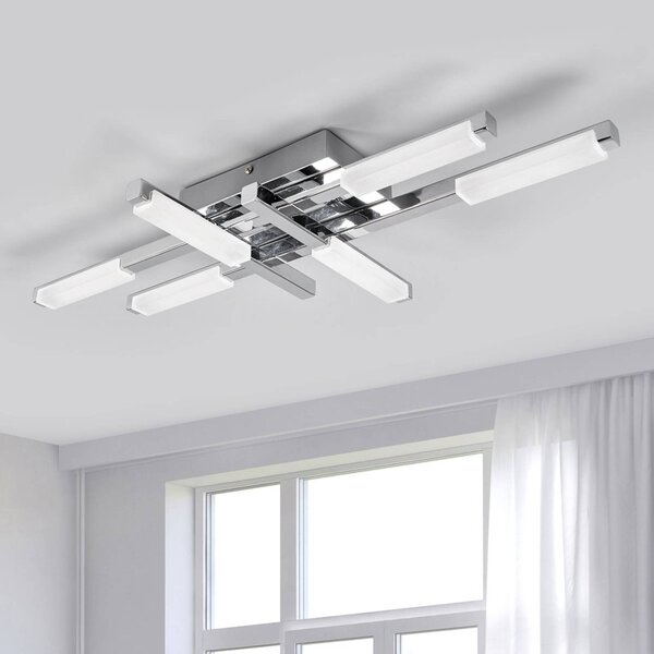 Lindby LED stropní svítidlo Patrik, 62 cm, 6 světel, chrom, IP44, Chrom / stříbro, Koupelna, kov, Moderní