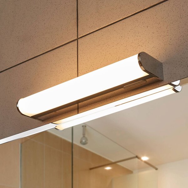 Lindby LED koupelnové světlo nástěnné Jesko, 33 cm, stmívatelný, Chrom / stříbro, Koupelna, Plast, Moderní