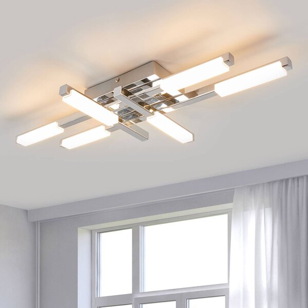 Lindby LED stropní svítidlo Patrik, 62 cm, 6 světel, chrom, IP44, Chrom / stříbro, Koupelna, kov, Moderní