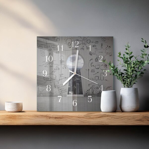 Skleněné hodiny Klíčová dírka zskb-30x30-00085266