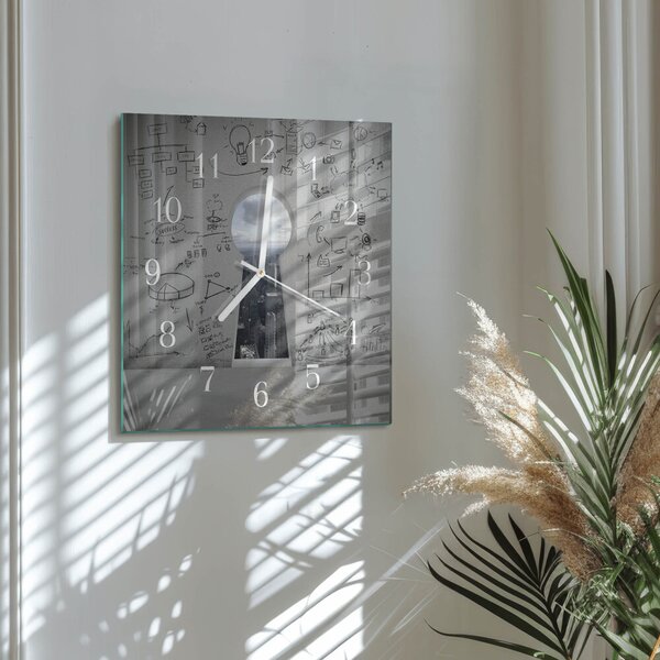 Skleněné hodiny Klíčová dírka zskb-30x30-00085266