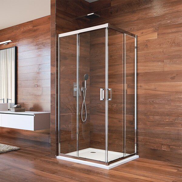Sprchový kout, LIMA, čtverec, 90 cm, chrom ALU, sklo Čiré