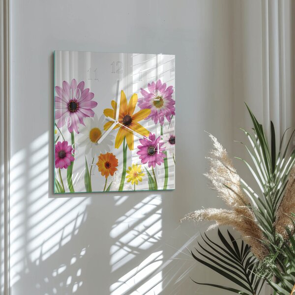 Skleněné hodiny Květiny zskb-30x30-00079319