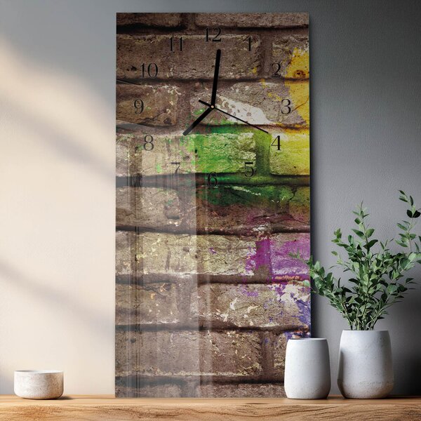 Skleněné hodiny vertikální Cihlový zsppc-30x60-00176127