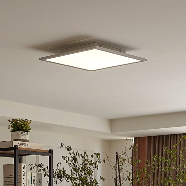Lindby LED panel Livel, 4000K, 40 cm x cm, stříbrný, kovový, Hliník / šedá / zinek, Kuchyň, Hliník, Moderní