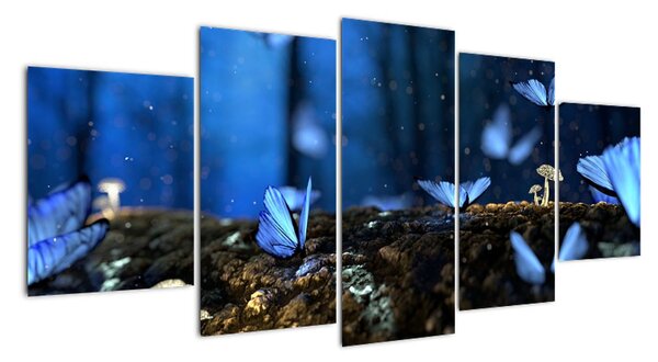 Obraz - modří motýli (150x70cm)