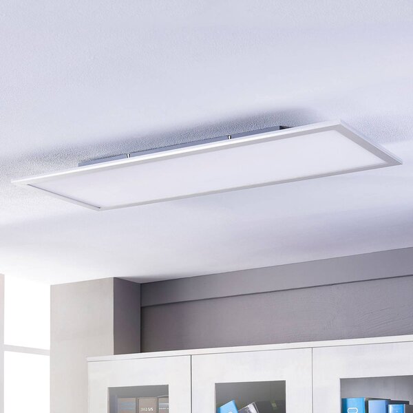 Lindby LED panel Livel, 4000K, 120cm x 30cm, stříbrný, kovový, Hliník / šedá / zinek, Kuchyň, Plast, Moderní