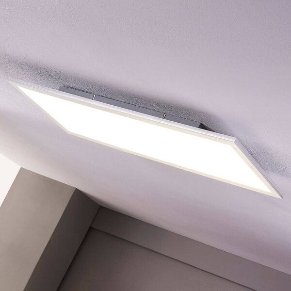 Lindby LED panel Livel, 4000K, 120cm x 30cm, stříbrný, kovový, Hliník / šedá / zinek, Kuchyň, Plast, Moderní