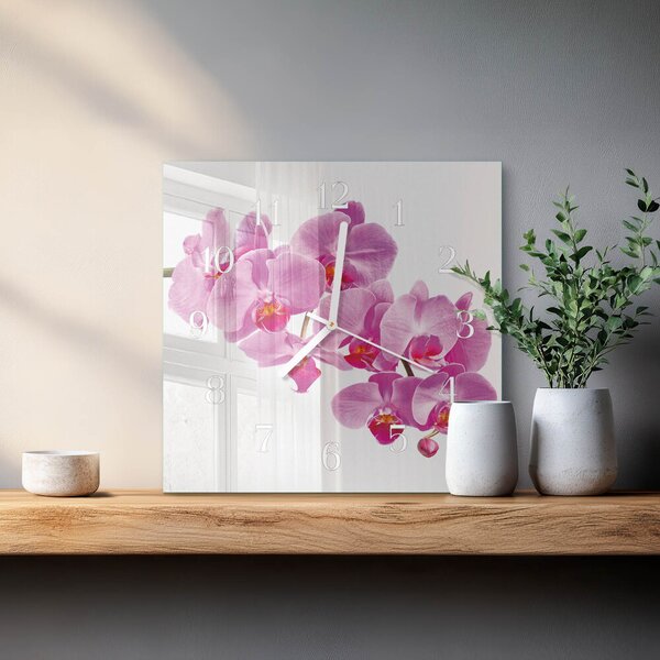 Skleněné hodiny Orchidej zskb-30x30-00085025