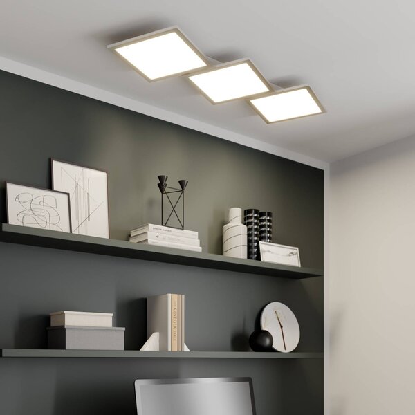 Lucande Stropní svítidlo LED Ilira, 3 světla, stříbrné, stmívatelné, stmívatelný, Hliník / šedá / zinek, Kuchyň, Hliník, Moderní