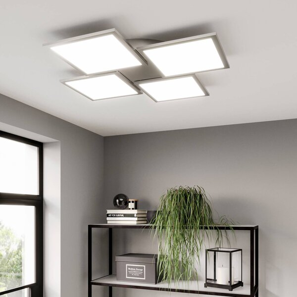 Lucande Stropní svítidlo LED Ilira, 4 světla, stříbrné, stmívatelné, stmívatelný, Hliník / šedá / zinek, Kuchyň, Hliník, Moderní