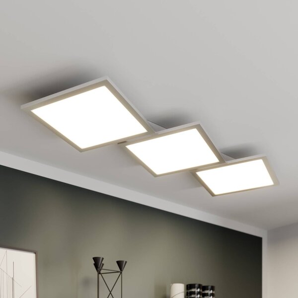 Lucande Stropní svítidlo LED Ilira, 3 světla, stříbrné, stmívatelné, stmívatelný, Hliník / šedá / zinek, Kuchyň, Hliník, Moderní