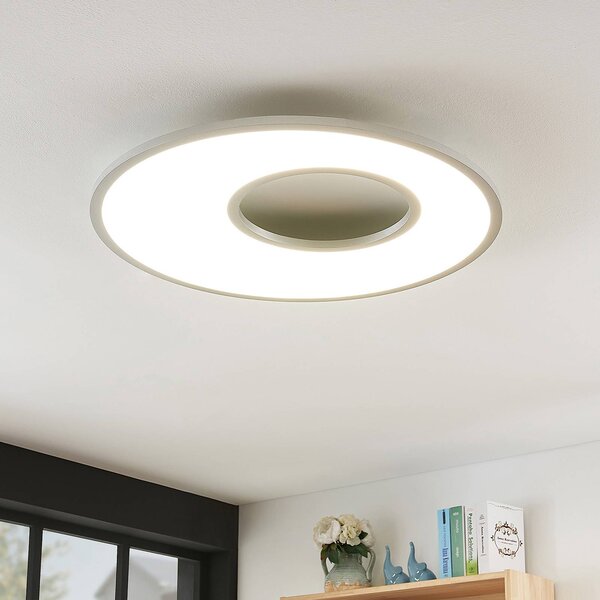 Lucande LED stropní svítidlo Durun, kulaté, 60 cm, stmívatelný, Hliník / šedá / zinek, Kuchyň, Plast, Moderní