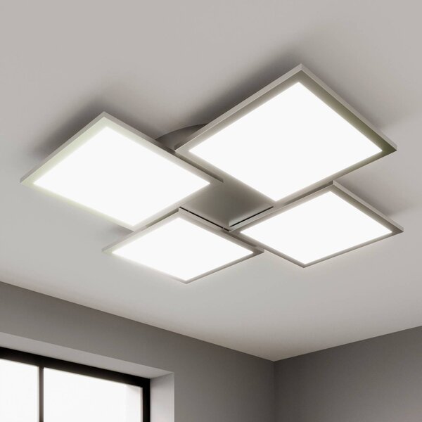 Lucande Stropní svítidlo LED Ilira, 4 světla, stříbrné, stmívatelné, stmívatelný, Hliník / šedá / zinek, Kuchyň, Hliník, Moderní