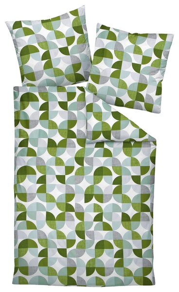 POVLEČENÍ, makosatén, šedá, zelená, 135/200 cm Janine - Online Only povlečení, Online Only