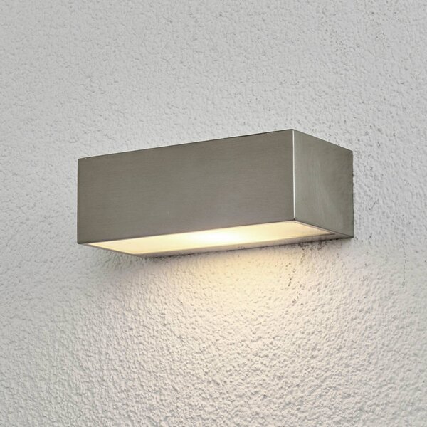 Lindby venkovní nástěnné svítidlo Leonora, 20 cm, hranaté, nerezová ocel, stmívatelný, Hliník / šedá / zinek, Nerezová ocel, Moderní