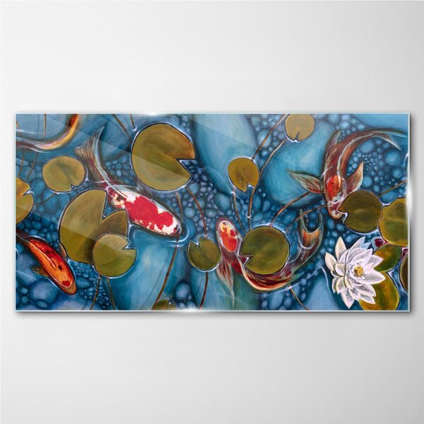 Obraz na skle Obraz na skle Ryby Koi Květiny Příroda